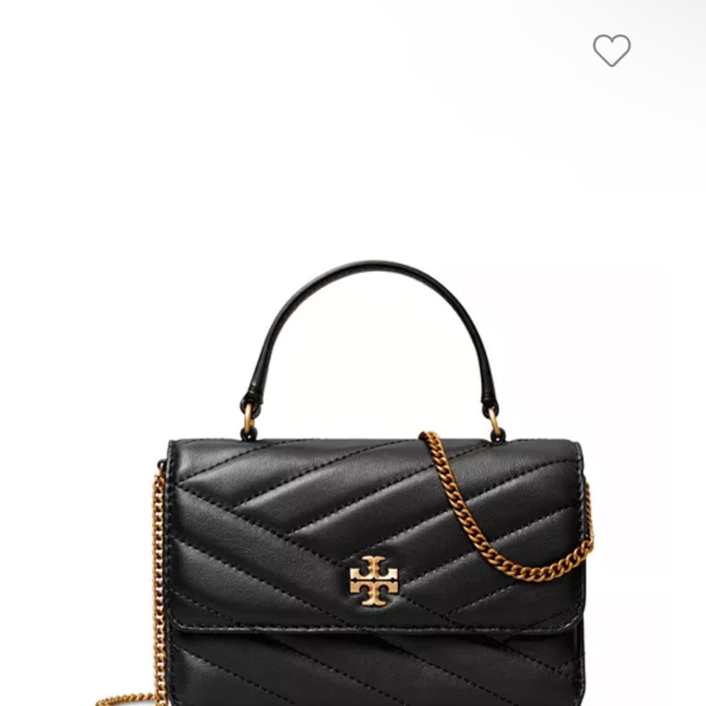 Tory Burch Black Quilted Crossbody Bag with Gold Accents